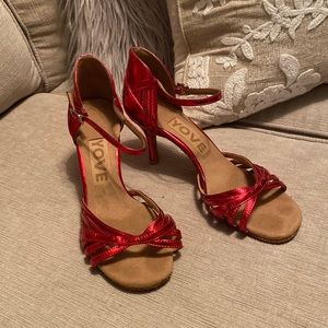 Yove make red vinyl shiny ballroom shoes